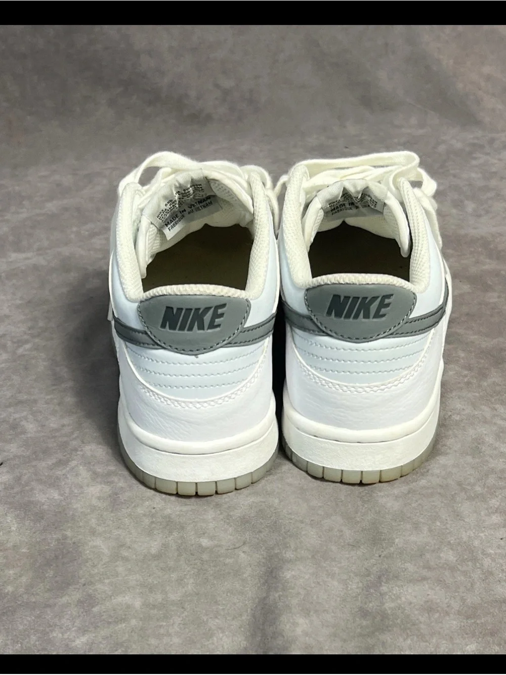 Nike Men’s White and Gray Low-Top Sneakers with Dark Gray Swoosh